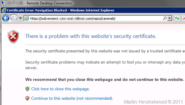 Subversion to TFS 2010: Dealing with invalid Subversion SSL certificates and migrations